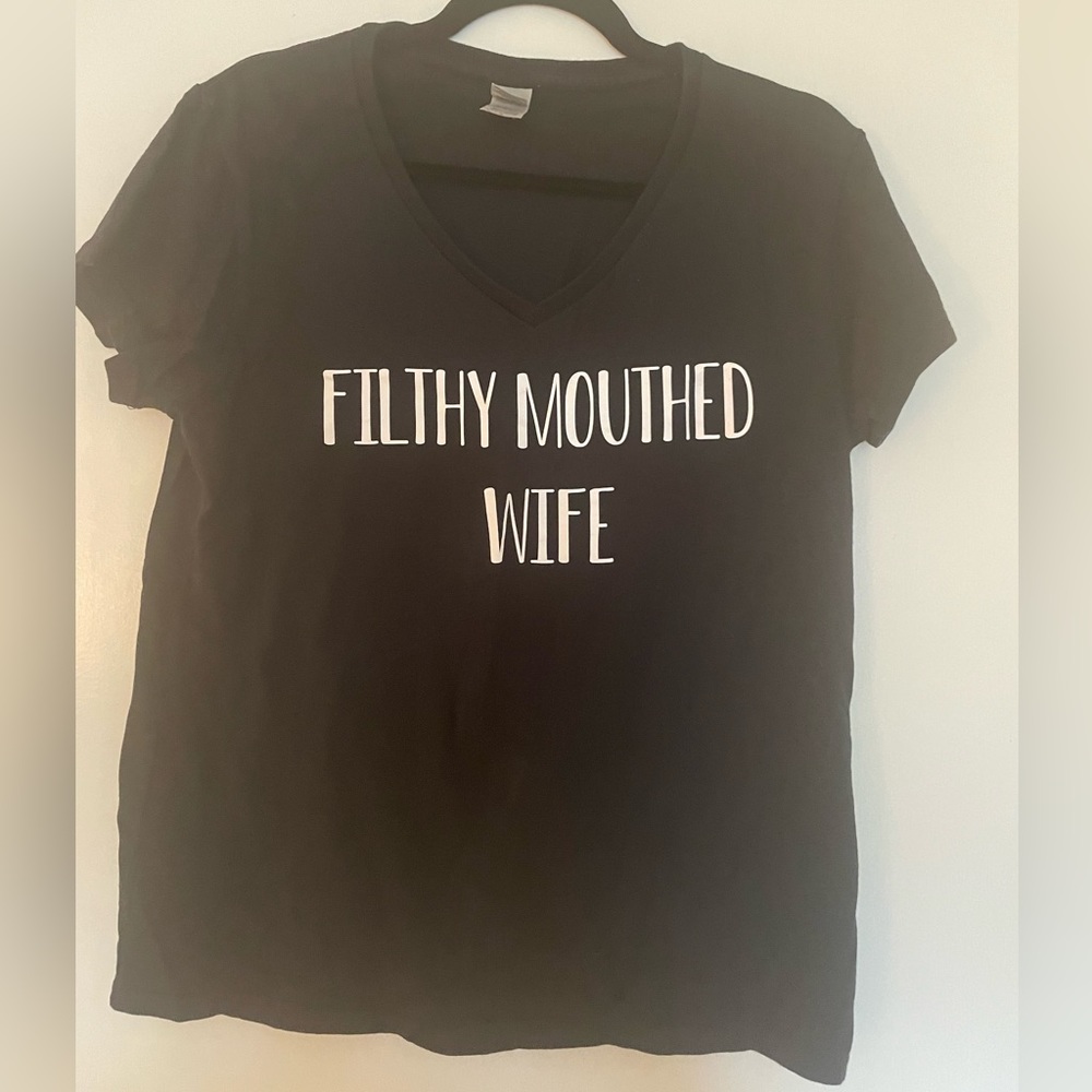 “Filthy Mouthed Wife” womens v-neck T-shirt